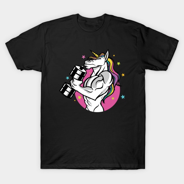 Workout Gym UNICORN fitness MUSCULAR T-Shirt by Midoart